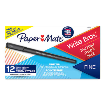 Paper Mate® Write Bros. Ballpoint Pen, Stick, Fine 0.8 Mm, Black Ink, Black Barrel, Dozen freeshipping - TVN Wholesale